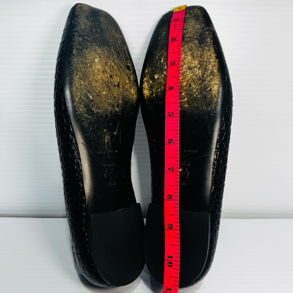 Tory Burch Georgia Black Snake Print Leather Square Toe Ballet Flats Size 9 1/2 - Picture 12 of 12